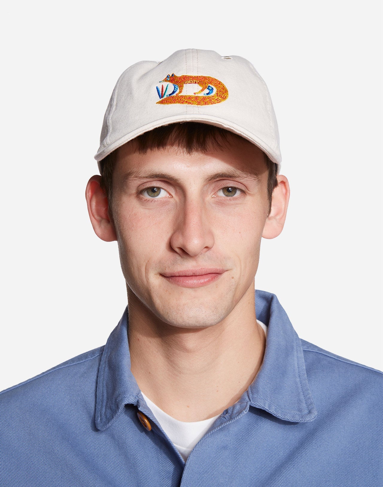 Casquette brodée en coton bio | écru "six pannel foxy"