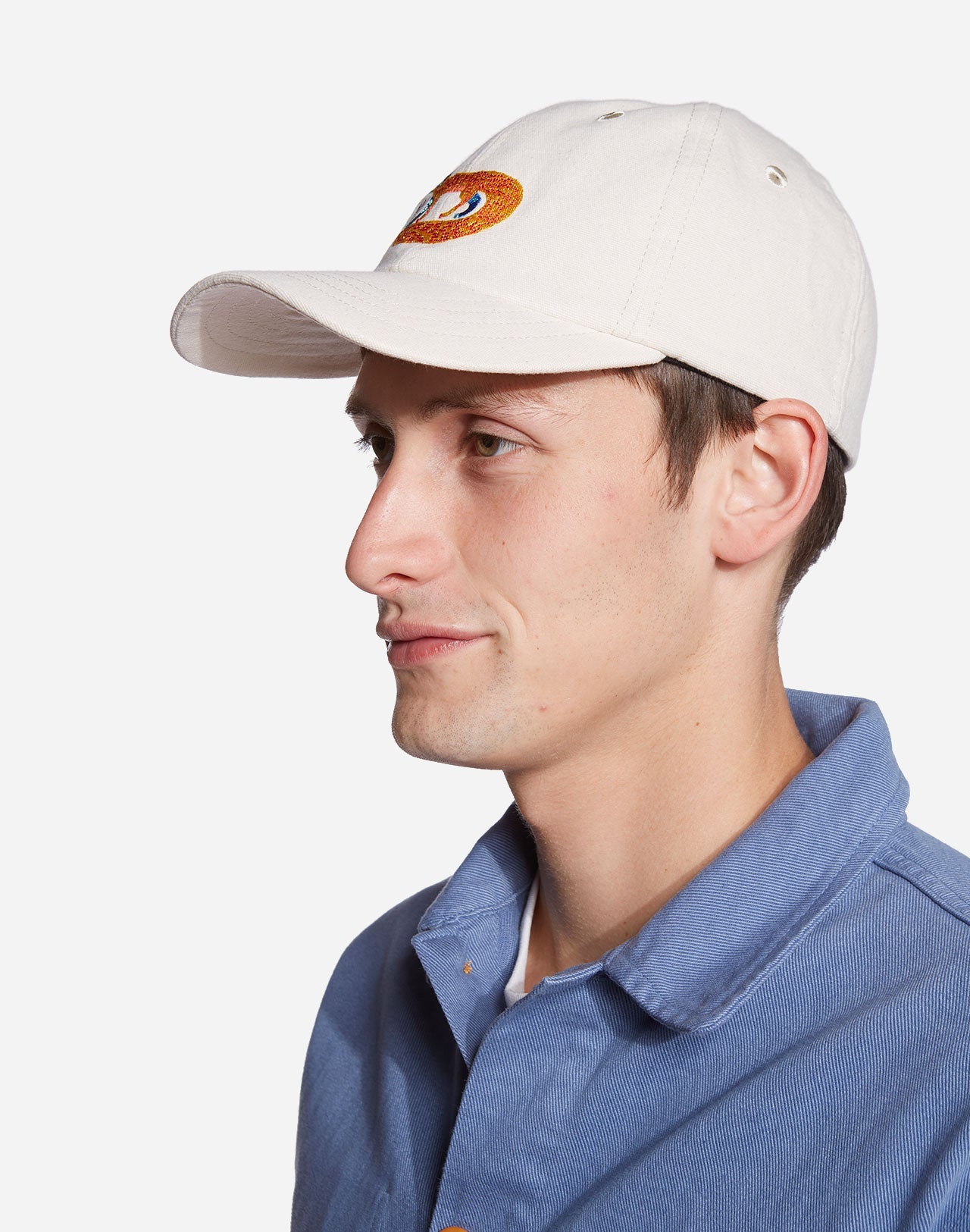 Casquette brodée en coton bio | écru "six pannel foxy"
