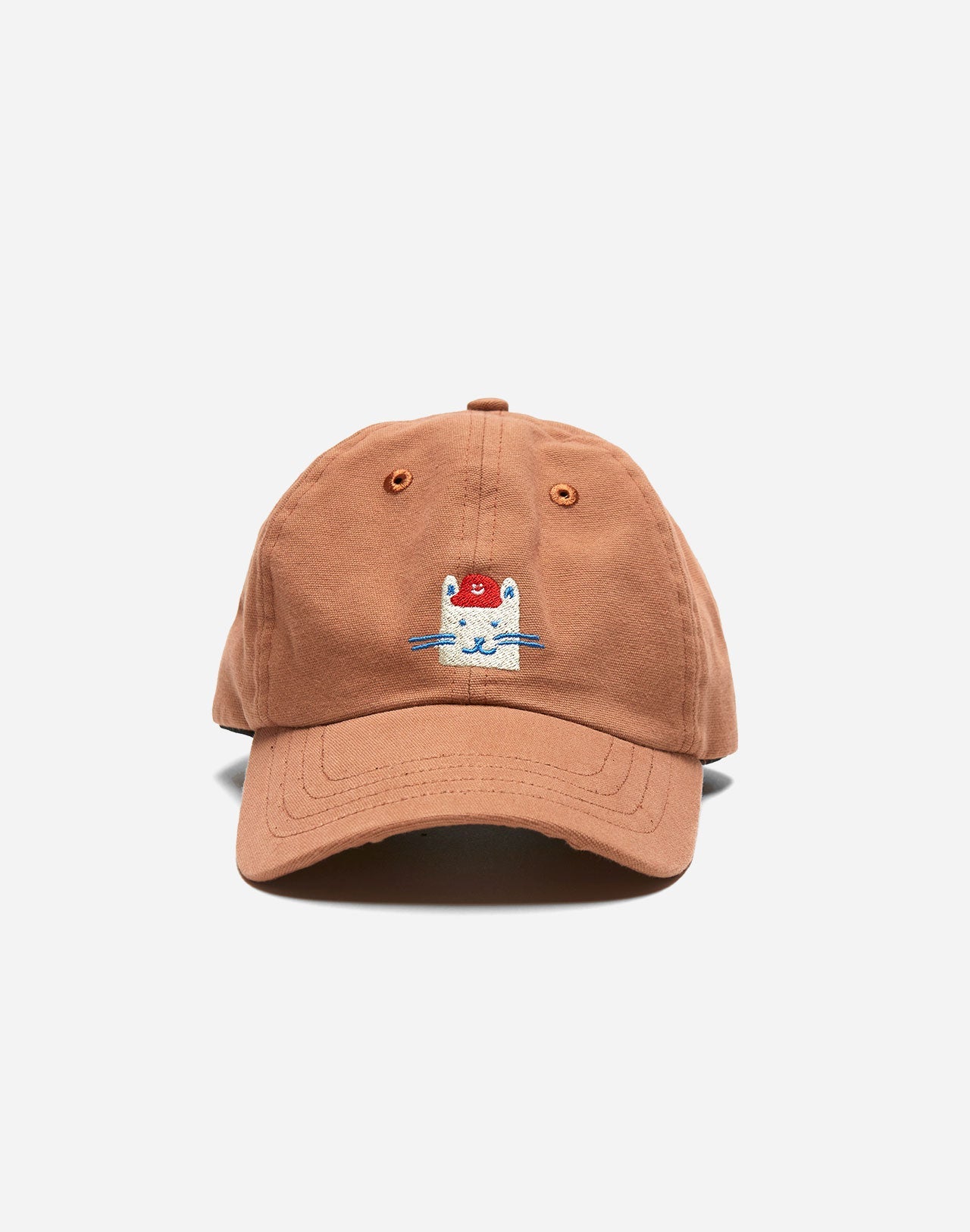Casquette brodée en coton bio | marron "six pannel wisker"