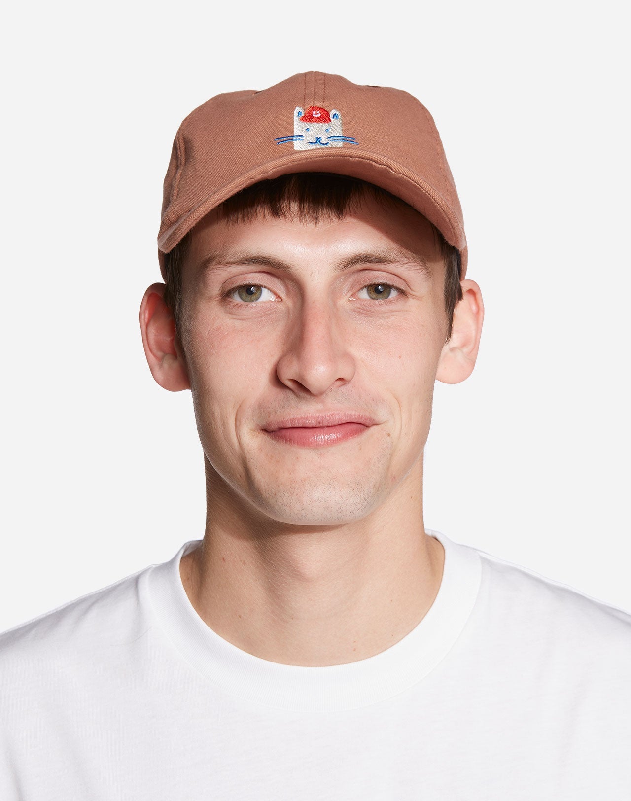 Casquette brodée en coton bio | marron "six pannel wisker"