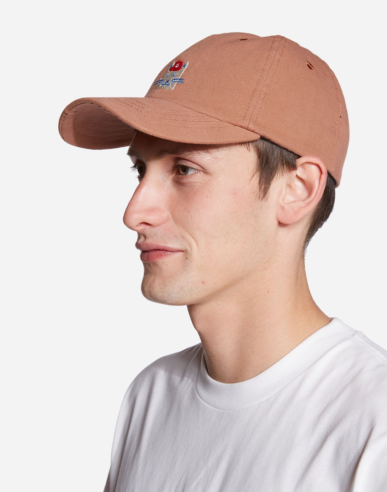 Casquette brodée en coton bio | marron "six pannel wisker"