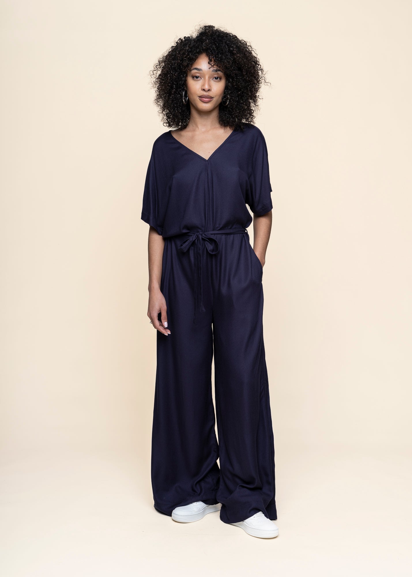 Combi-pantalon en ecovero | violet "kaie jumpsuit - navy violet"