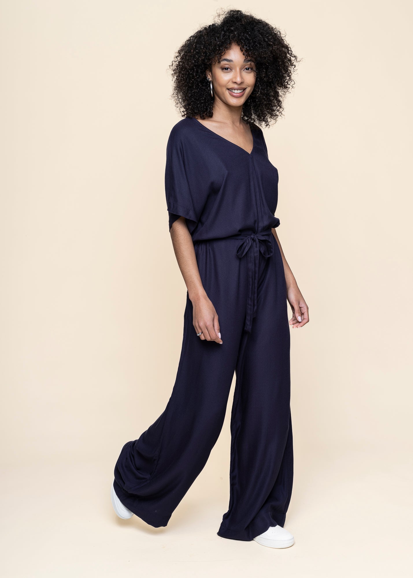 Combi-pantalon en ecovero | violet "kaie jumpsuit - navy violet"