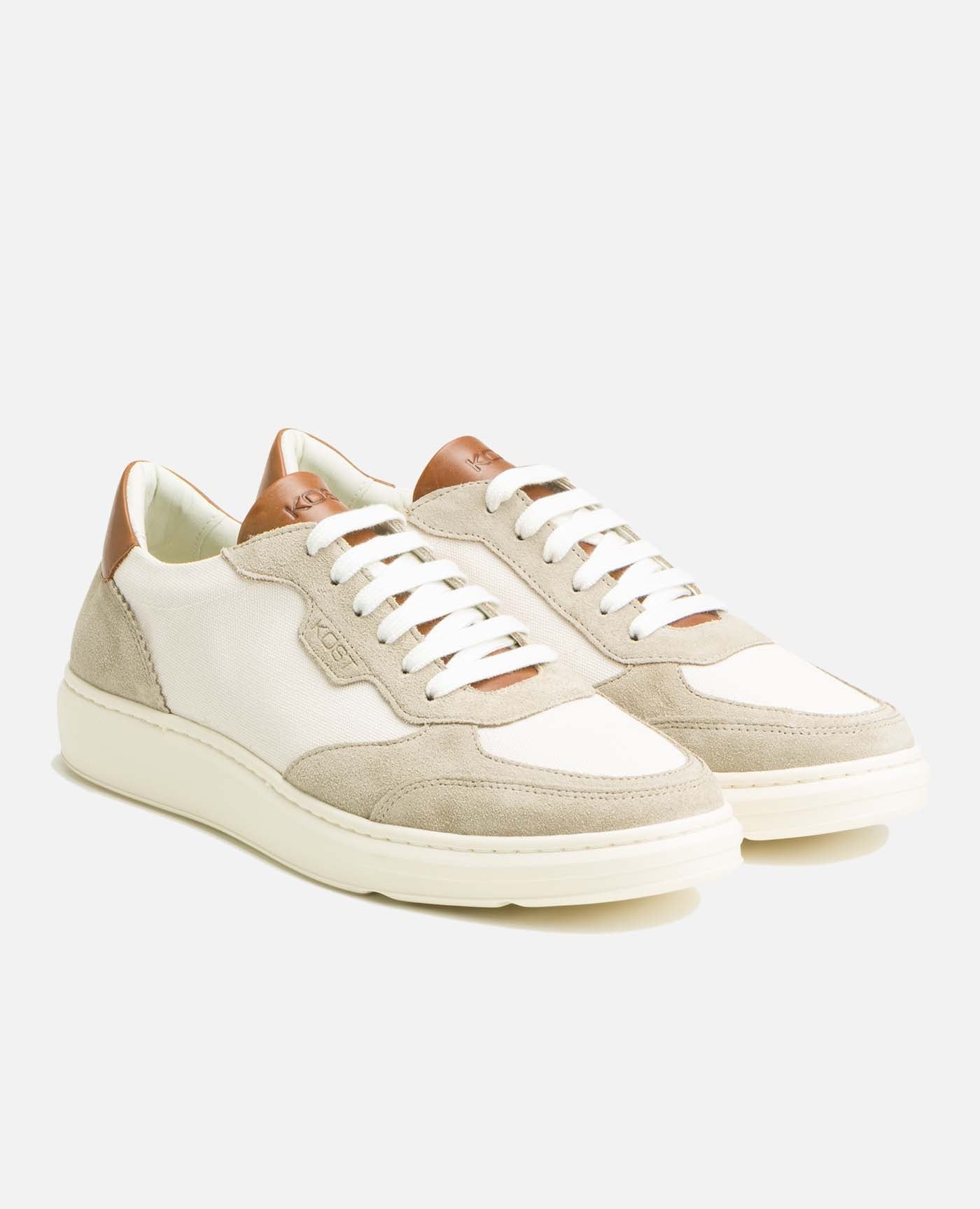 Baskets en cuir européen certifié | beige "snooze t gris ecru"