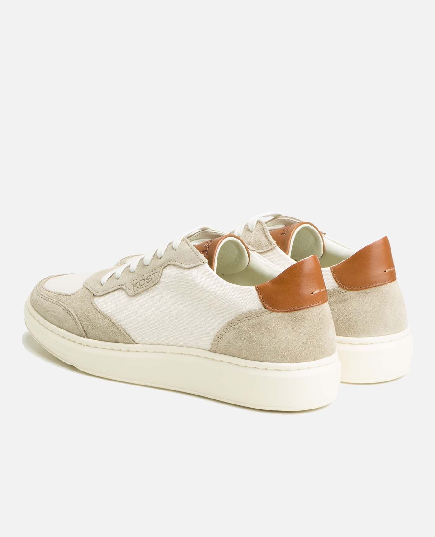 Baskets en cuir européen certifié | beige "snooze t gris ecru"