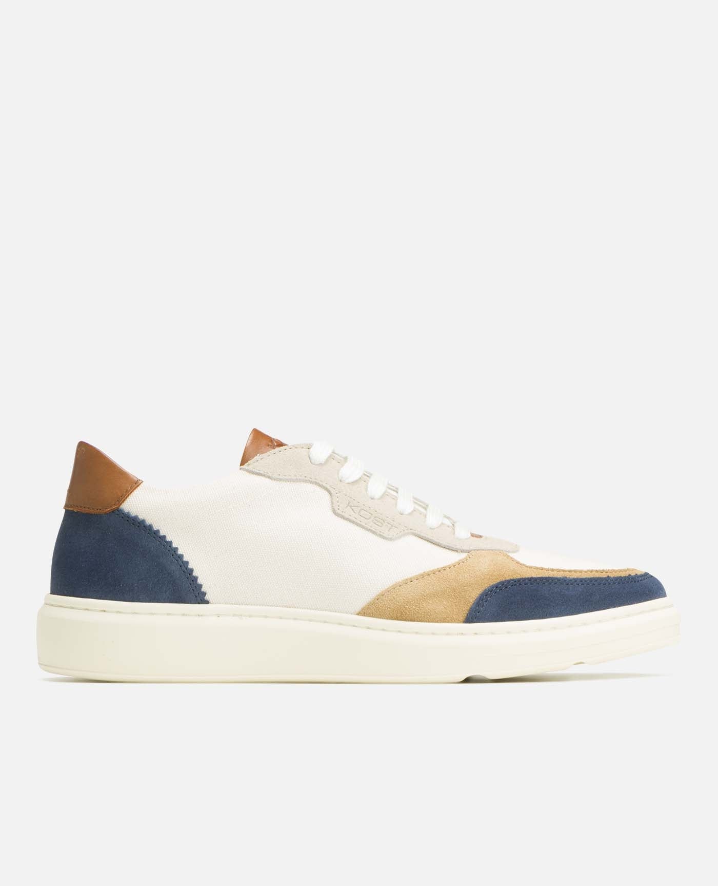 Baskets en cuir européen certifié | multicolore "snooze bleu beige camel"