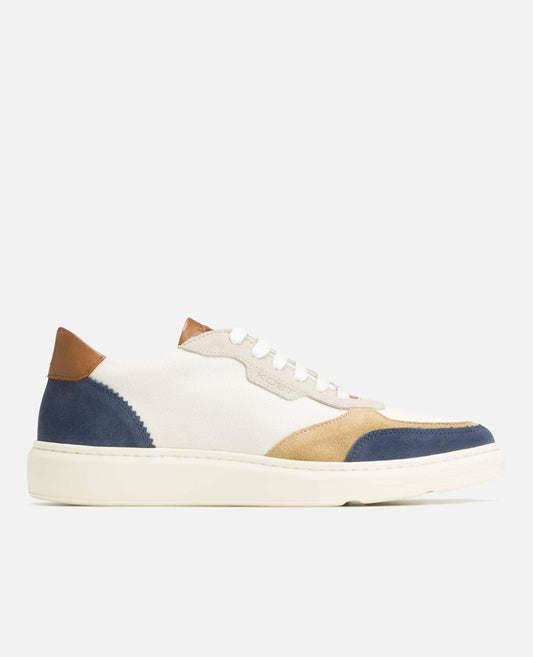Baskets en cuir européen certifié | multicolore "snooze bleu beige camel"