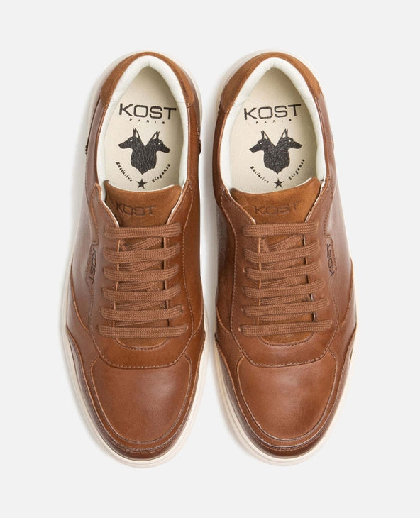Baskets en cuir certifié | marron "snooze vgt - cognac"