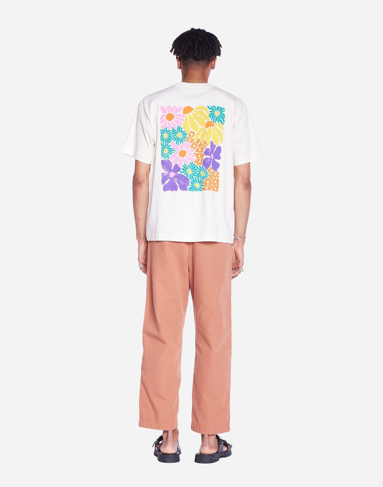 T-shirt brodé et sérigraphié en coton bio | écru "spring ivory"