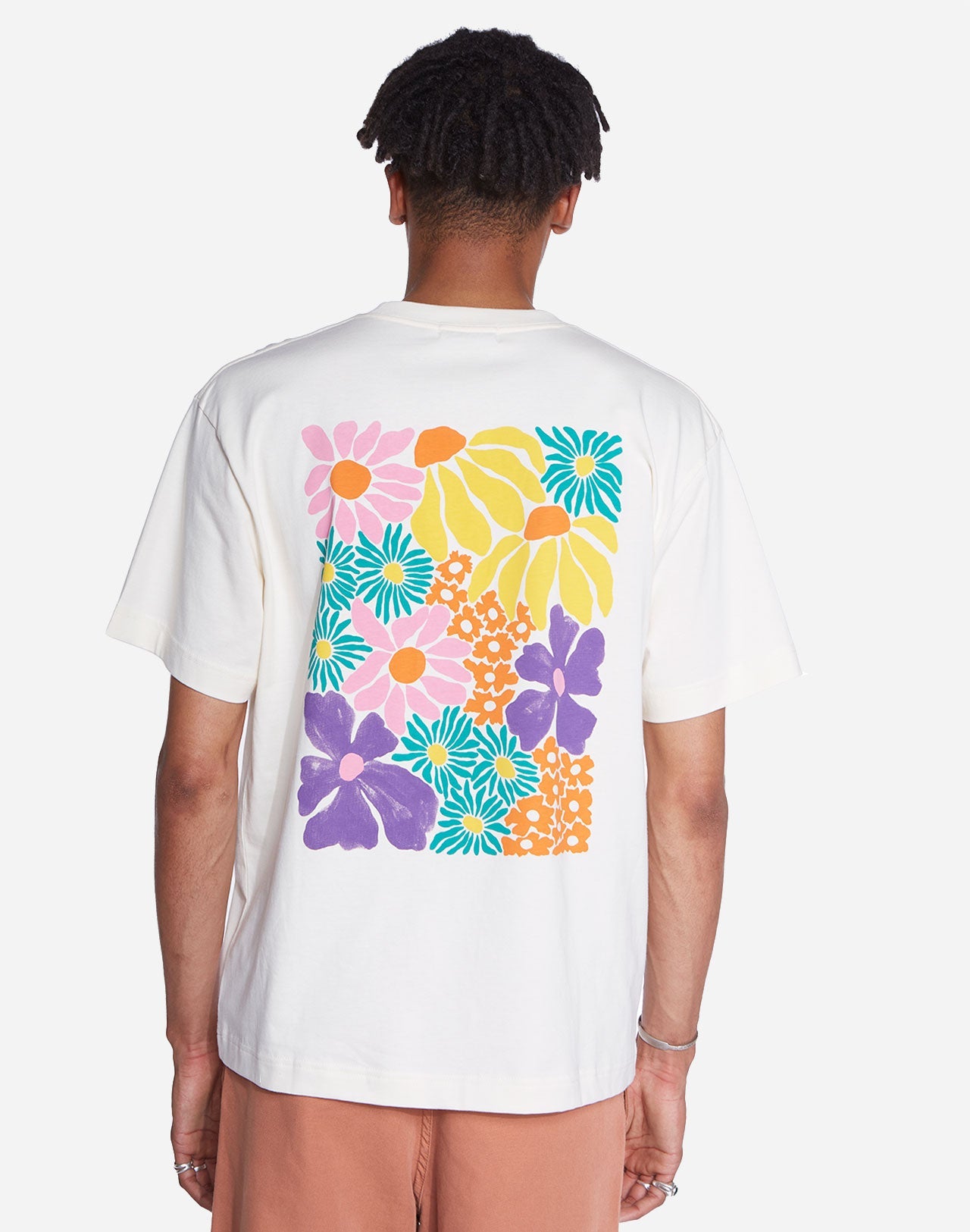 T-shirt brodé et sérigraphié en coton bio | écru "spring ivory"