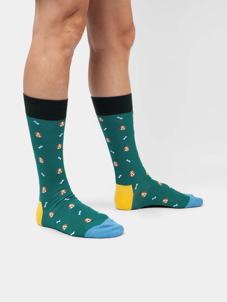 Chaussettes en coton bio et matière recyclée | vert "doggo's fave"