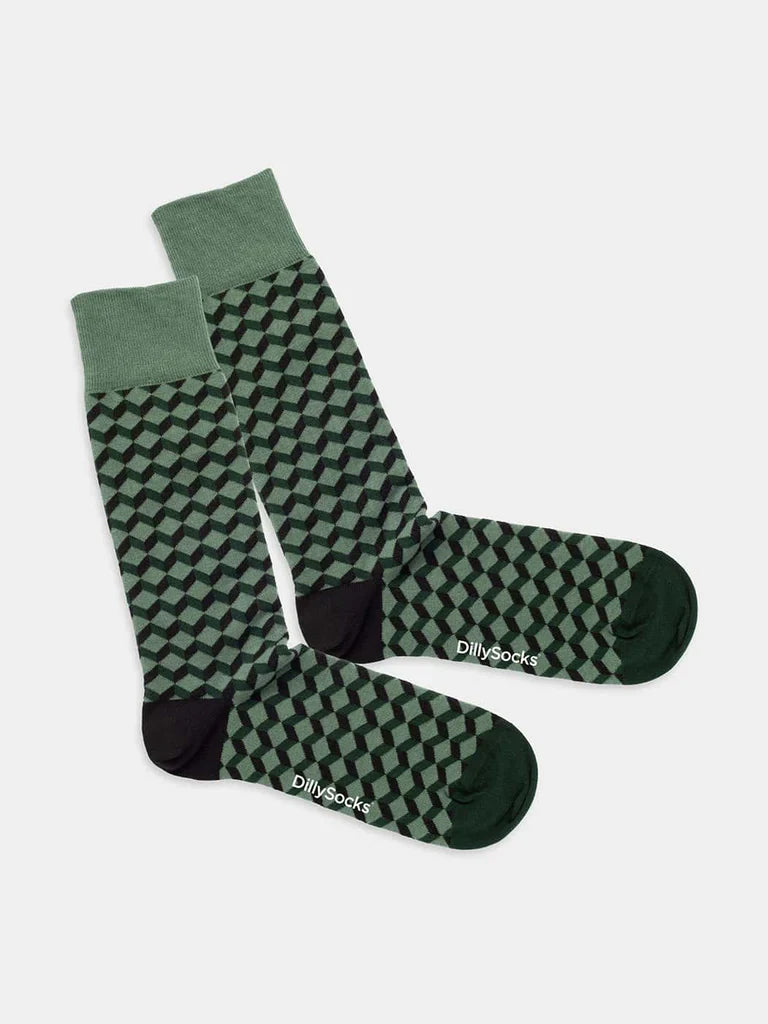 Chaussettes en coton bio | vertes "green grass dice"