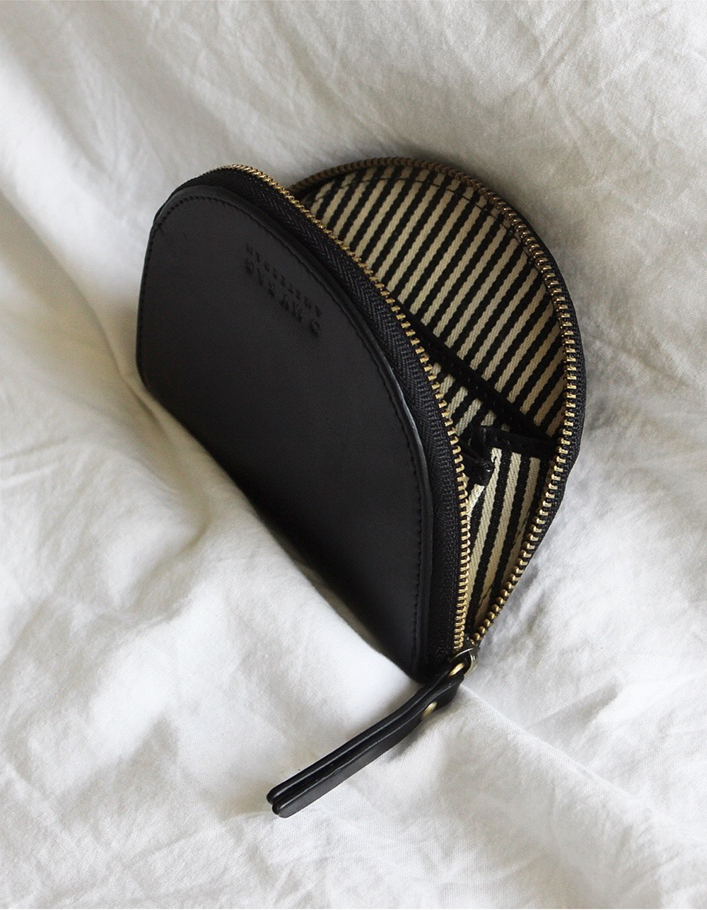 Porte-monnaie en cuir certifié | Noir "laura coin purse black classic leather"
