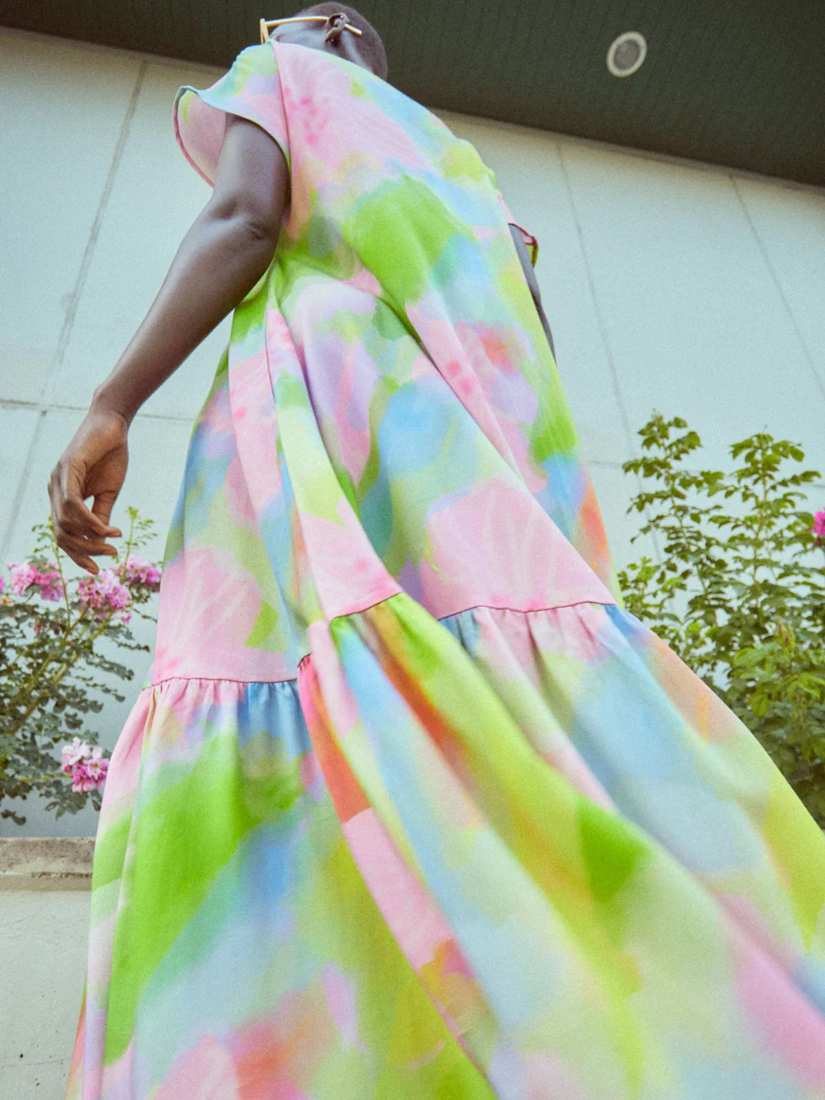 Robe longue en tencel | Multicolore "pink bloom maxi dress multicolor"