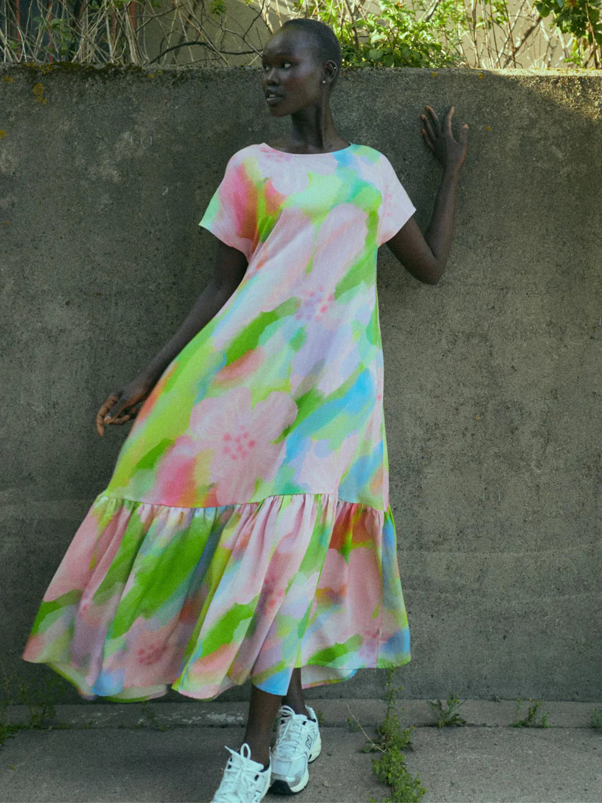 Robe longue en tencel | Multicolore "pink bloom maxi dress multicolor"