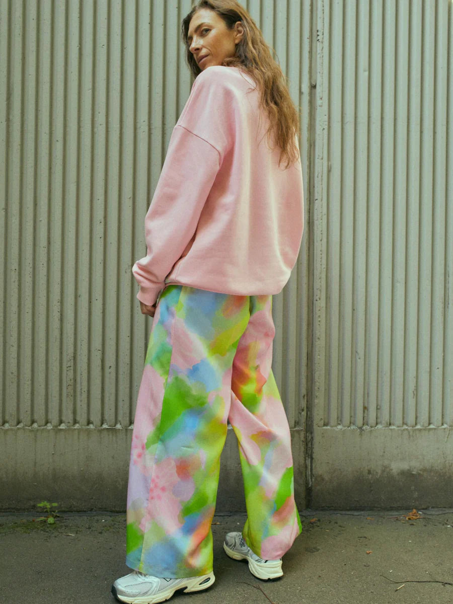 Pantalon ample en tencel | Multicolore "pink bloom pants multicolor"