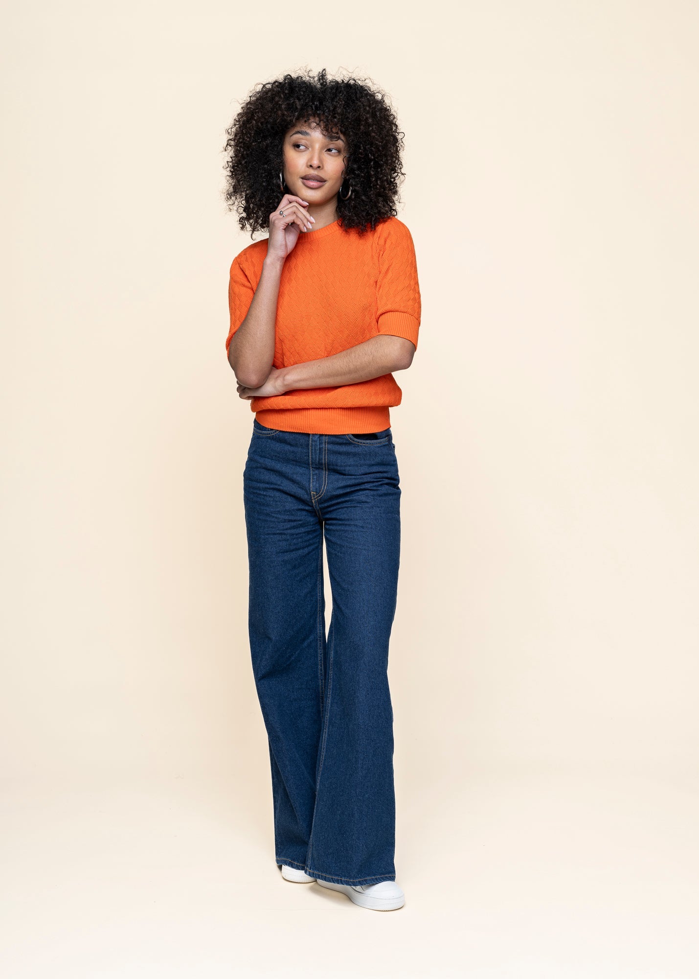Top maille en coton bio | orange "muike - tile red"