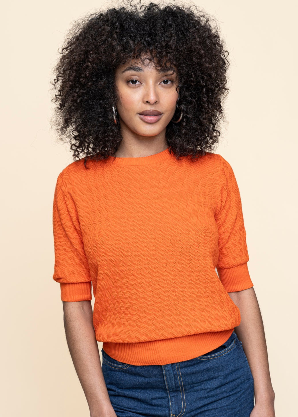 Top maille en coton bio | orange "muike - tile red"