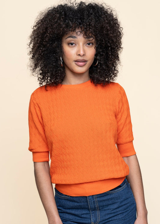 Top maille en coton bio | orange "muike - tile red"