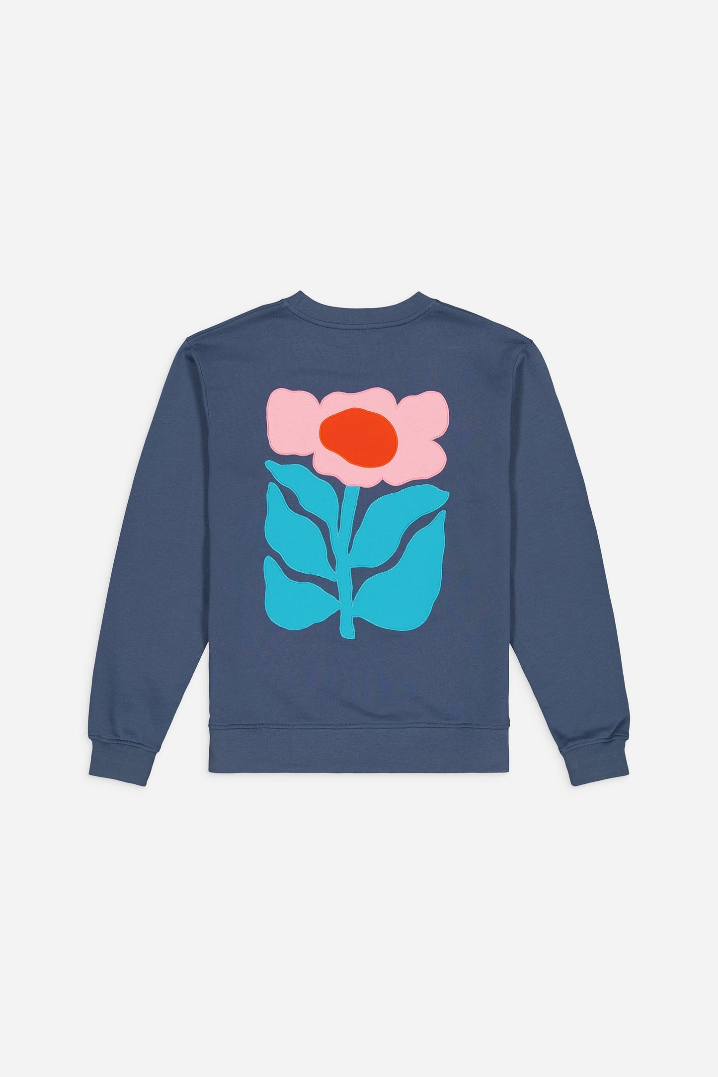 Sweat brodé en coton bio | bleu "floris cobalt blue"
