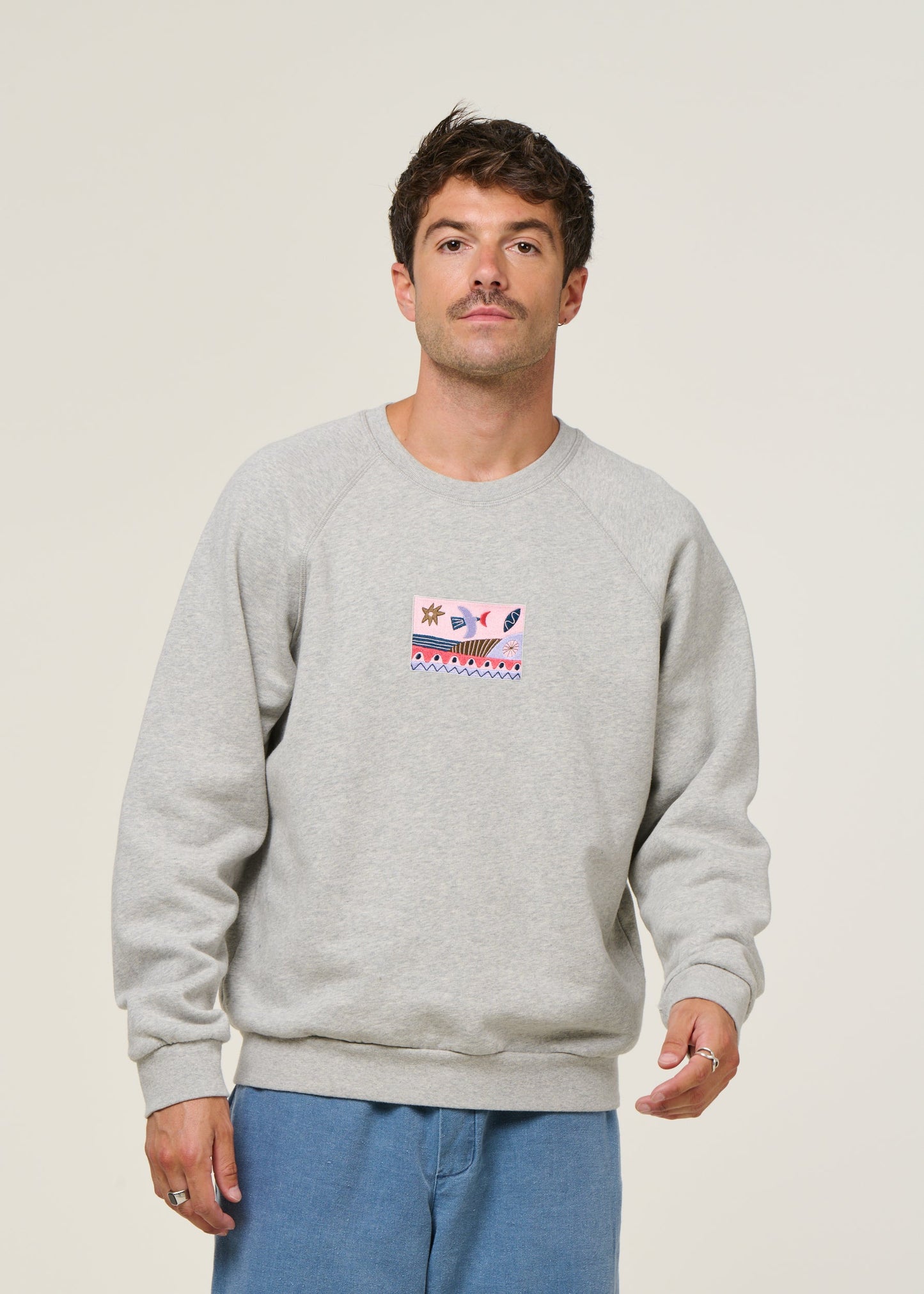 sweat seascape gris chine - heather gray