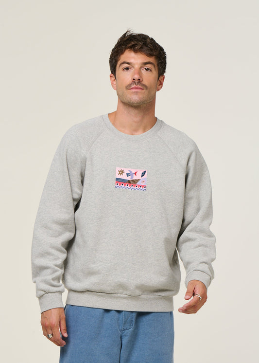 sweat seascape gris chine - heather gray