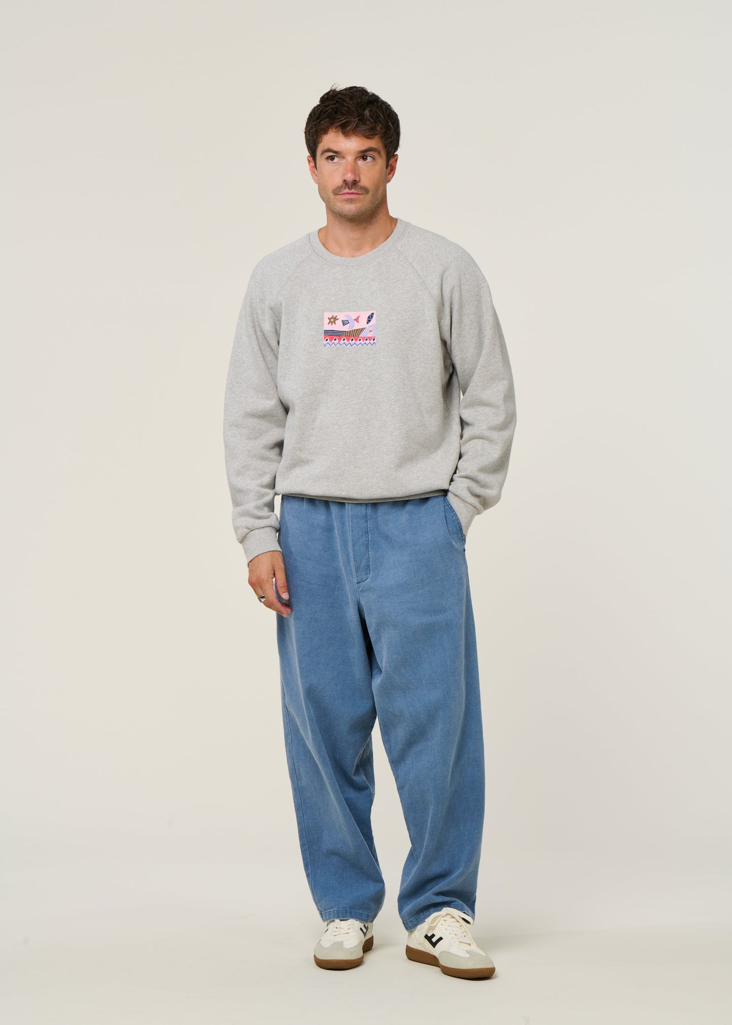 Pantalon large en coton bio | bleu 'denim wide pant recycled cotton - washed denim'