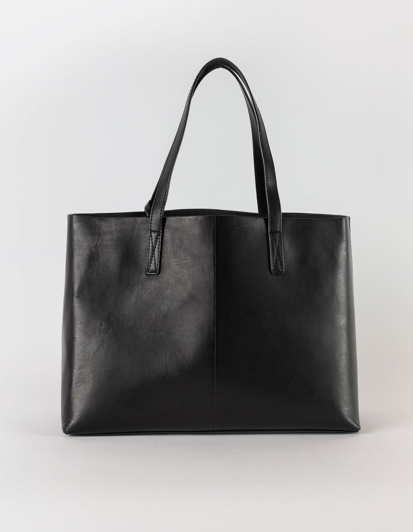 Sac cabas en cuir certifié | black "sam shopper black classic leather"