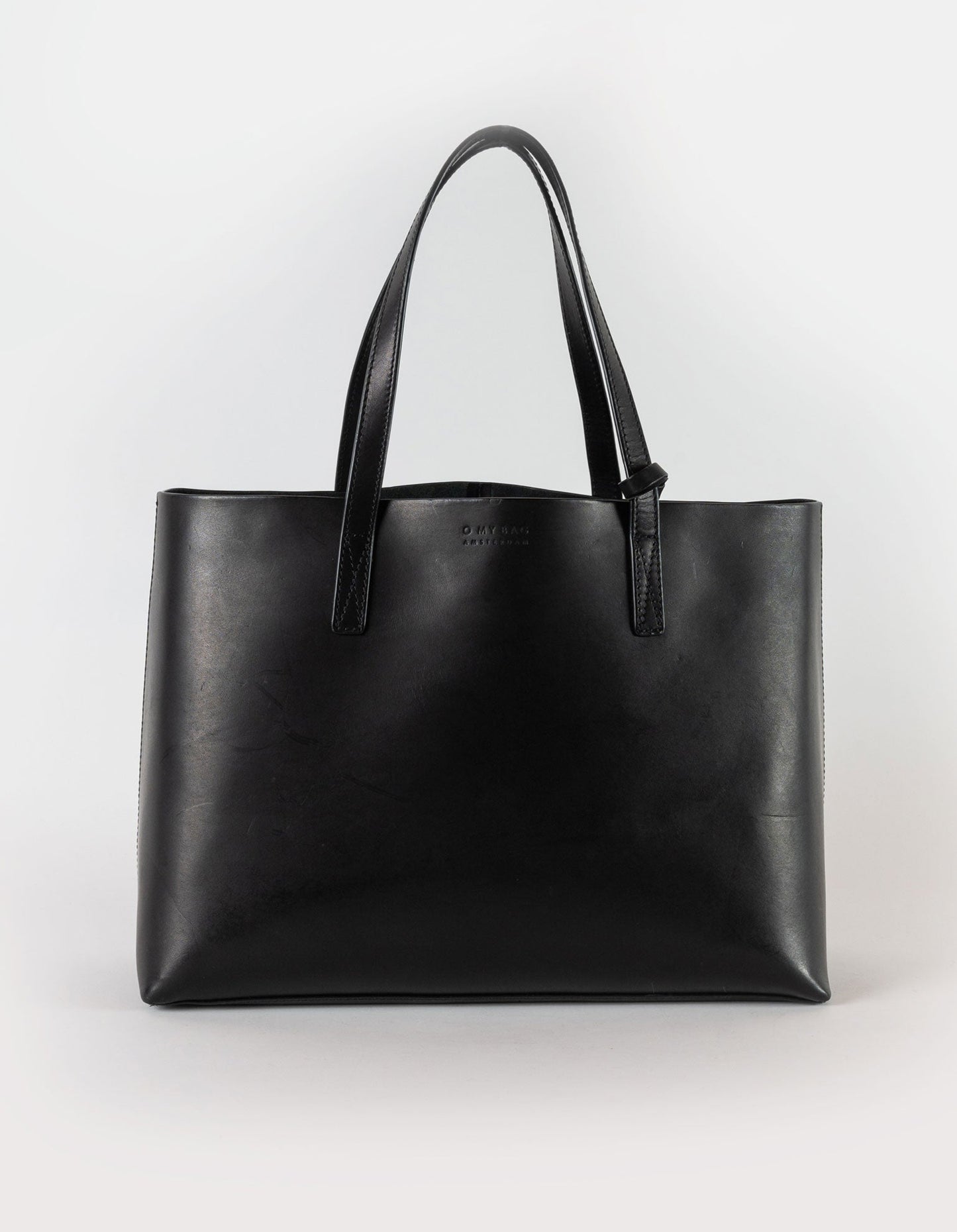 Sac cabas en cuir certifié | black "sam shopper black classic leather"