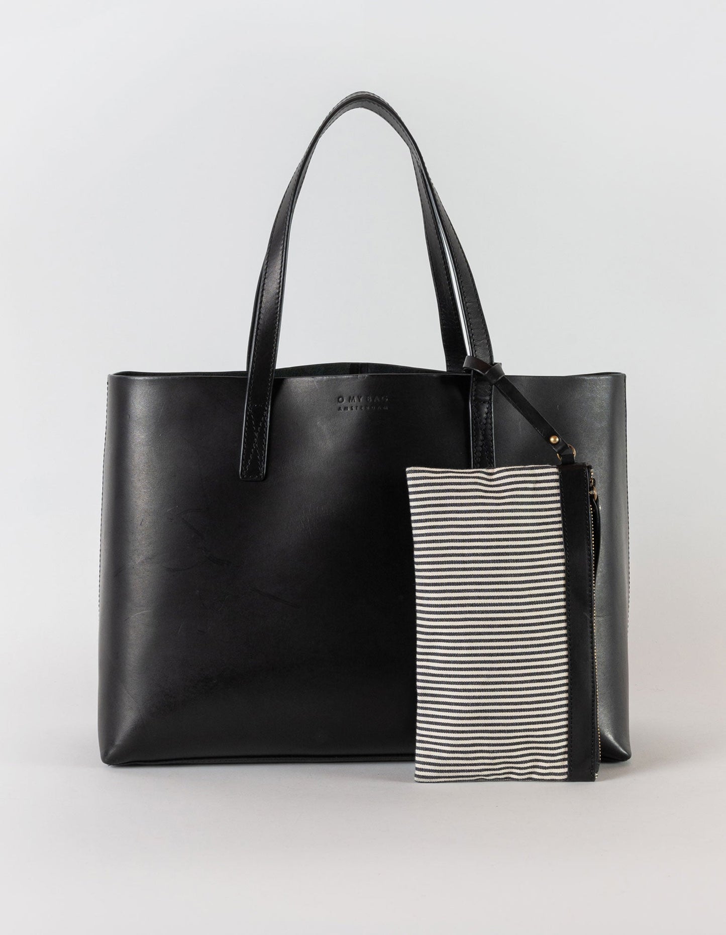 Sac cabas en cuir certifié | black "sam shopper black classic leather"