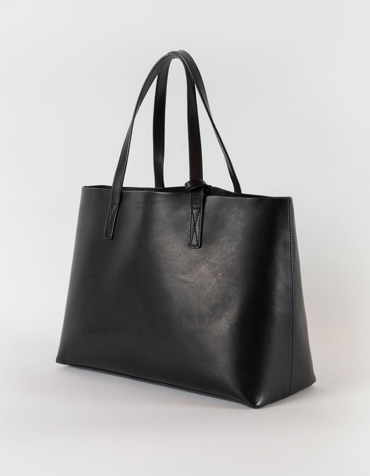 Sac cabas en cuir certifié | black "sam shopper black classic leather"
