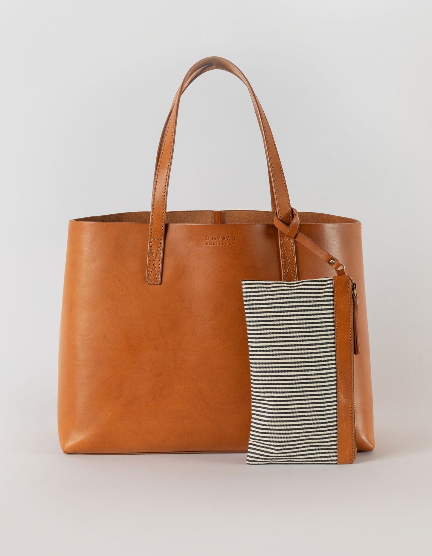 Sac cabas en cuir certifié | camel "sam shopper cognac classic leather""
