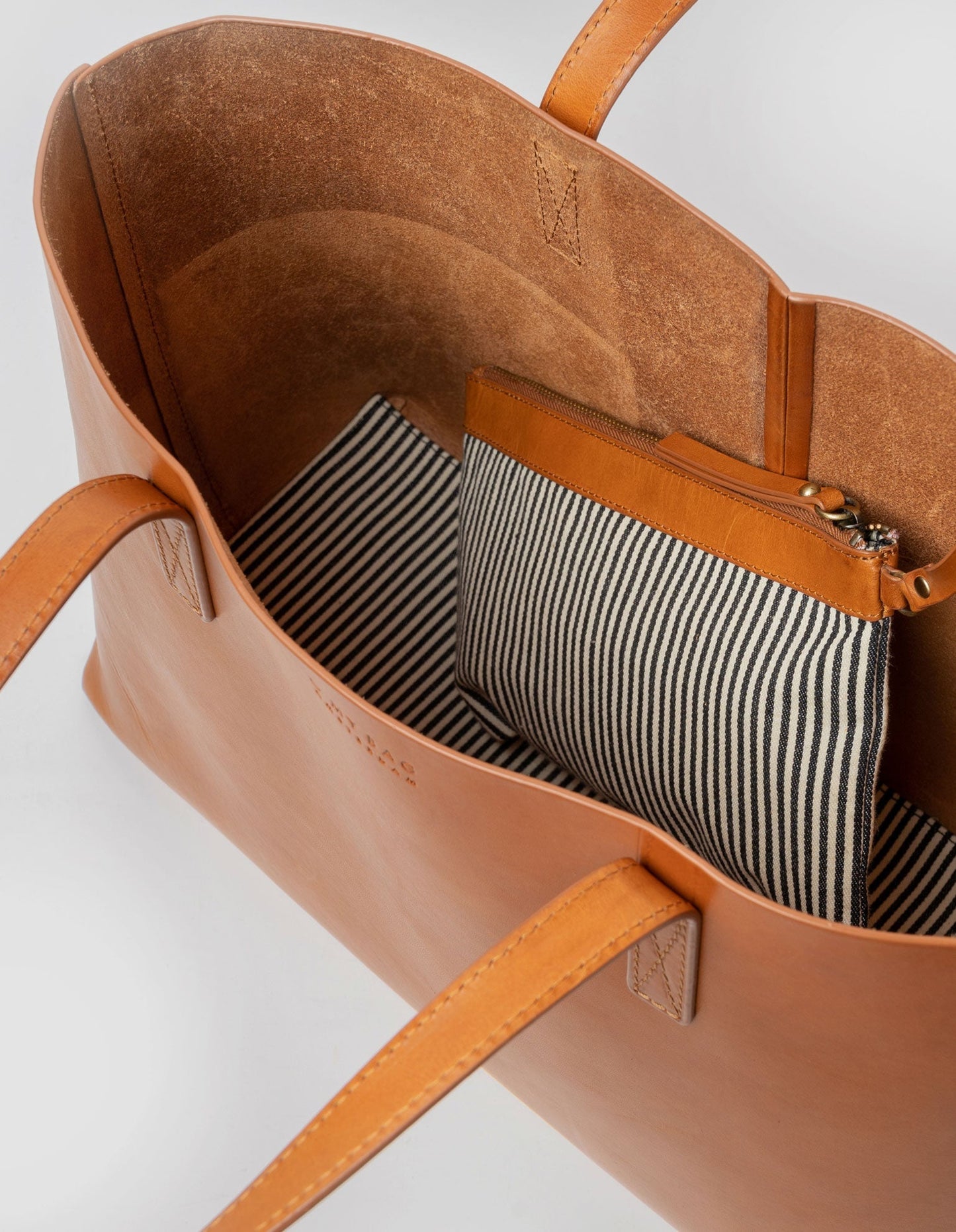 Sac cabas en cuir certifié | camel "sam shopper cognac classic leather""