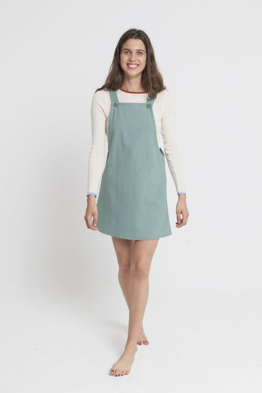 Robe unie verte en coton bio - Amelie