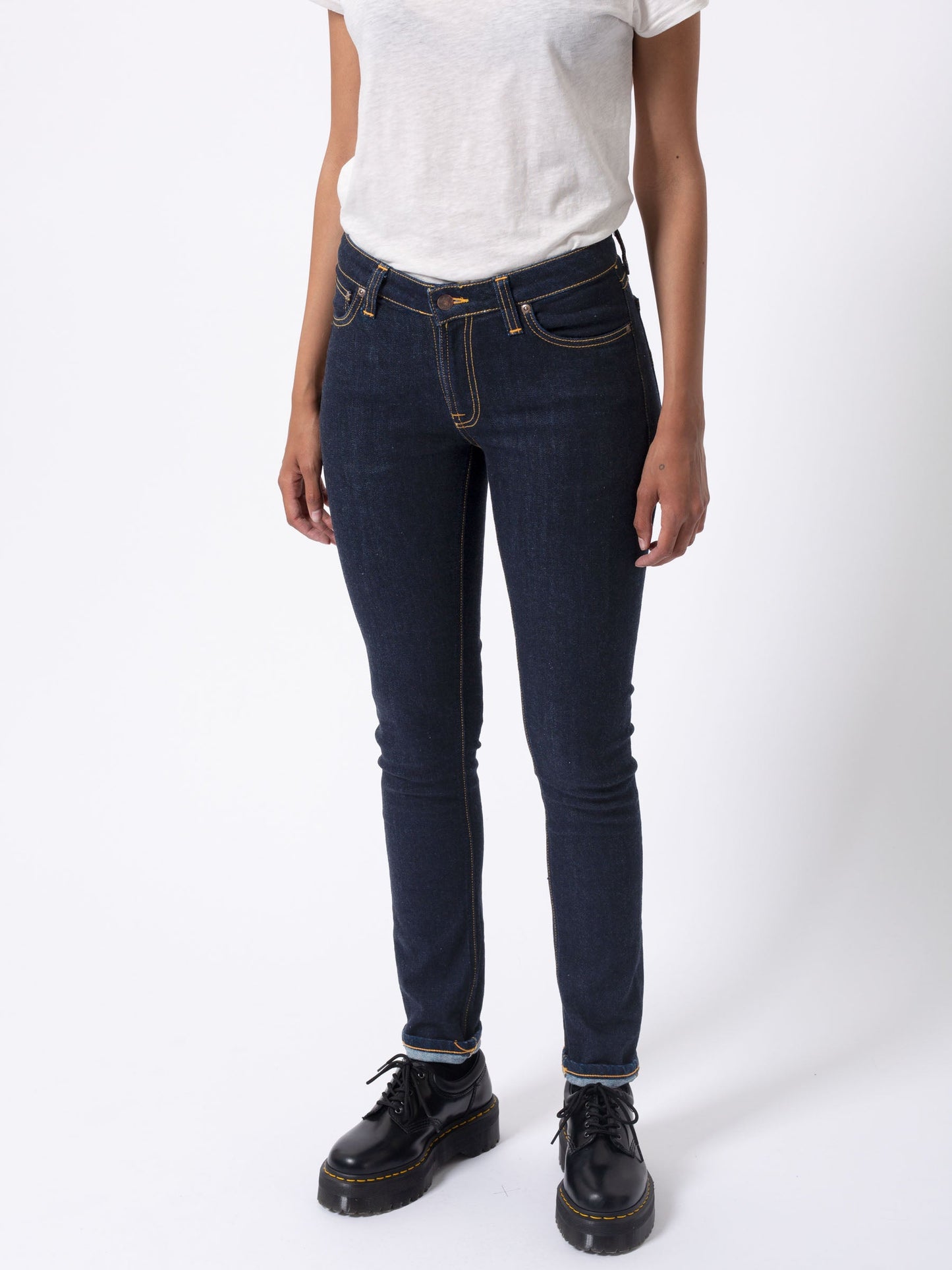 Jean skinny brut en coton bio - Skinny Lin Dry deep orange
