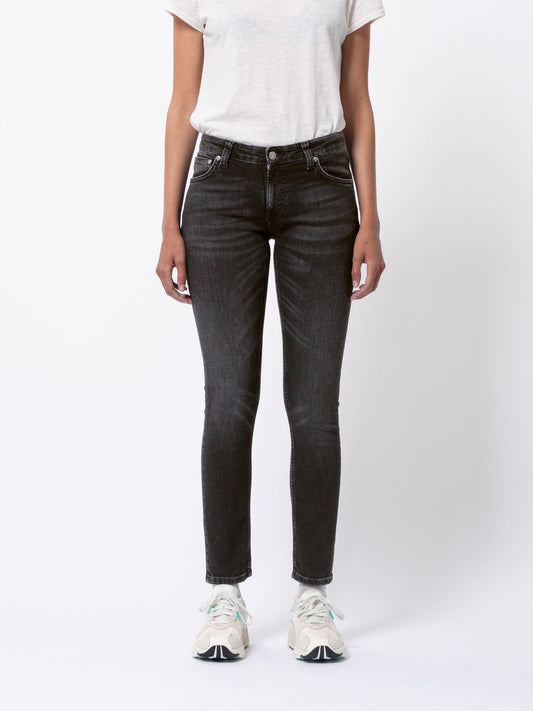 Jean skinny en coton bio - noir "Skinny Lin worn black"
