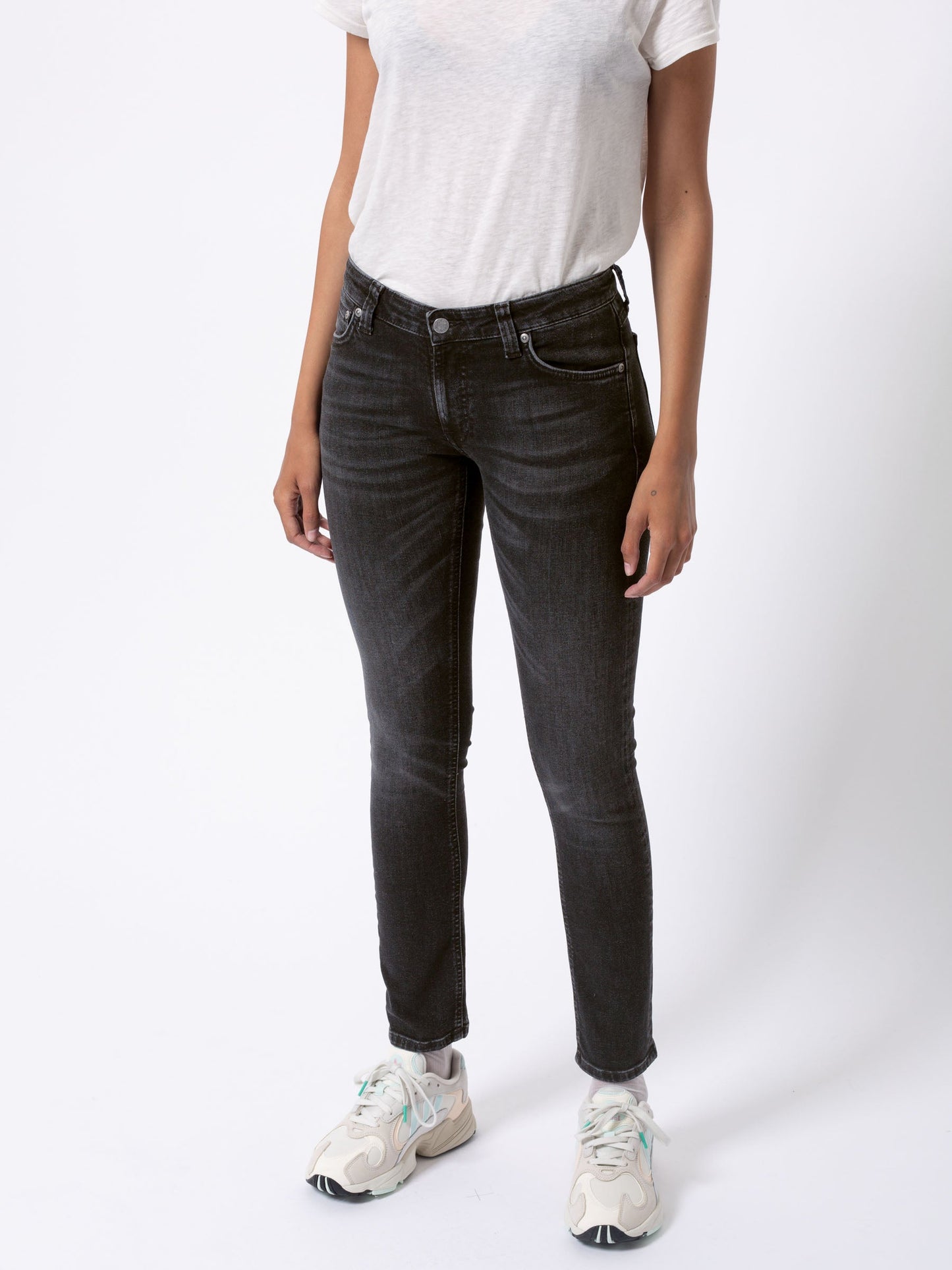Jean skinny en coton bio - noir "Skinny Lin worn black"