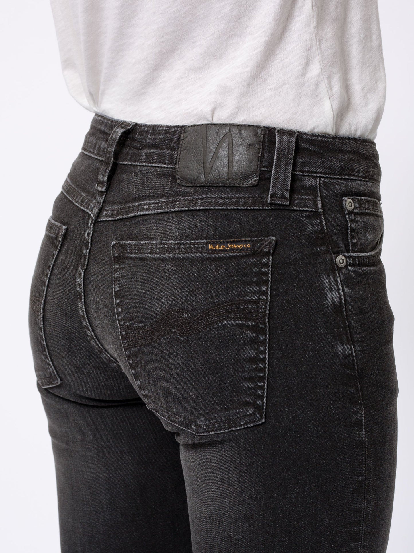 Jean skinny en coton bio - noir "Skinny Lin worn black"