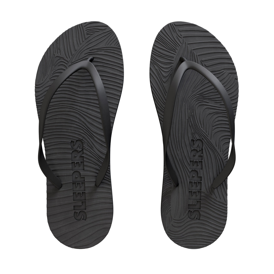 Tongs en caoutchouc naturel | noir "slim black"