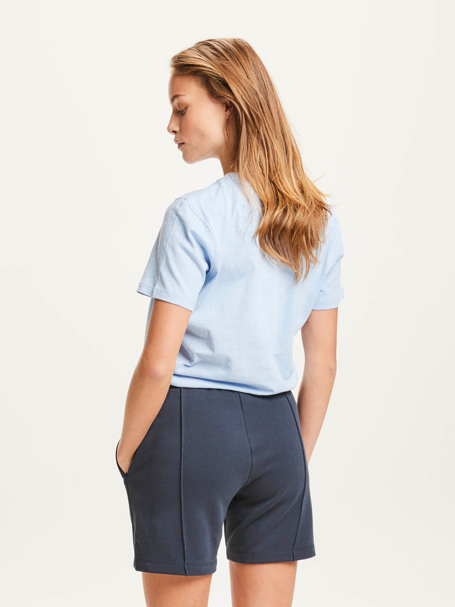 T-shirt bleu ciel avec broderie en coton bio - slub icecream embroidery tee chambray blue