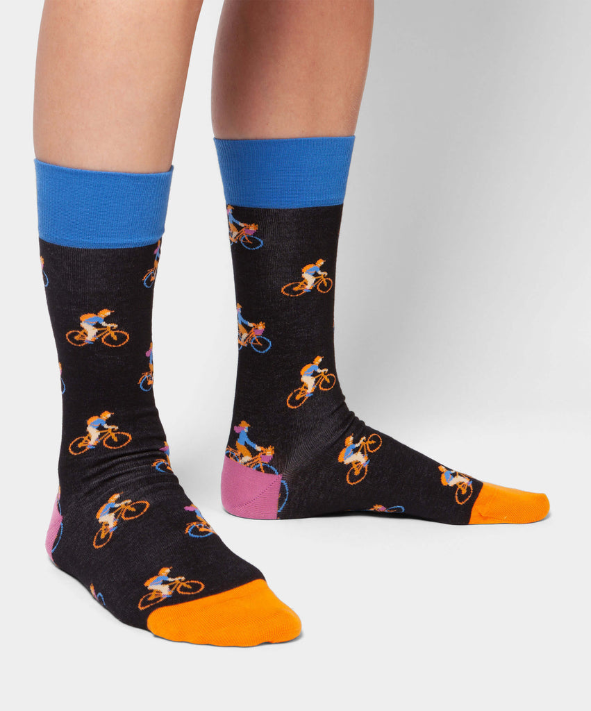 Chaussettes en coton bio | multicolore "bikes at night"
