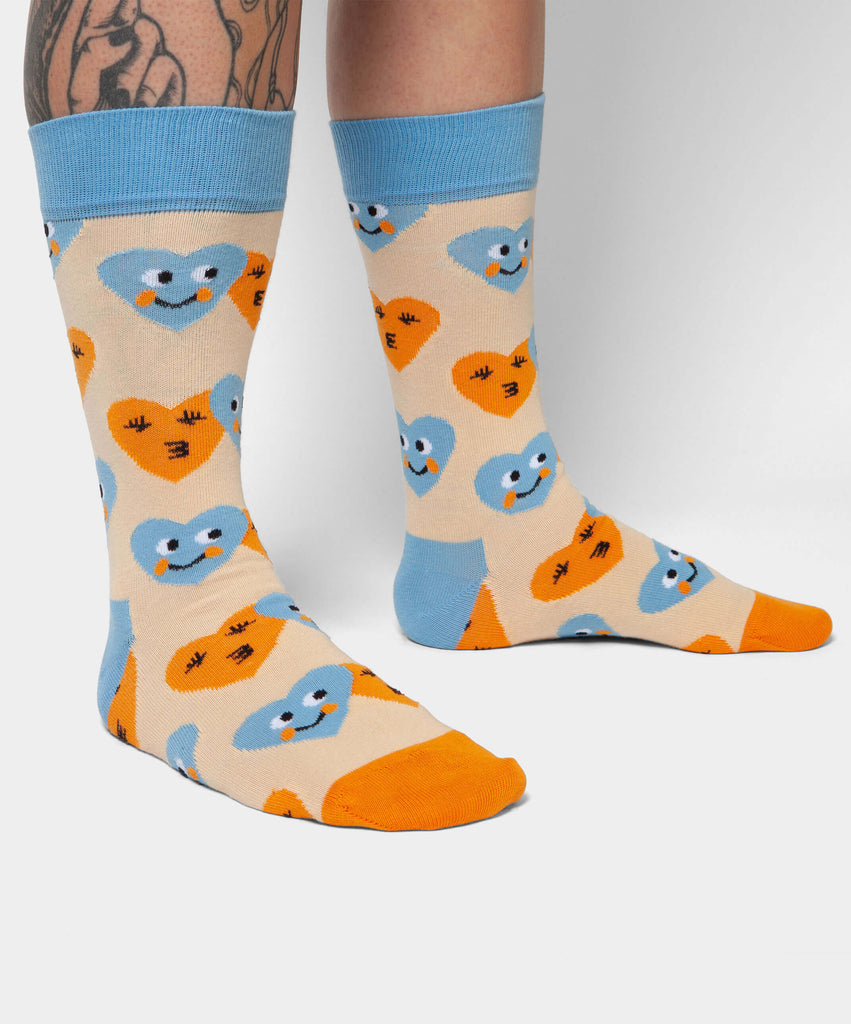 Chaussettes en coton bio et matière recyclée | multicolore "smiling hearts"