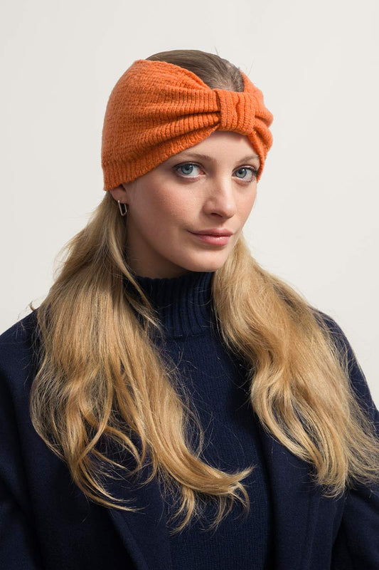 Bandeau en cachemire recyclé | orange "fascia amelia arianco becco d'oca"