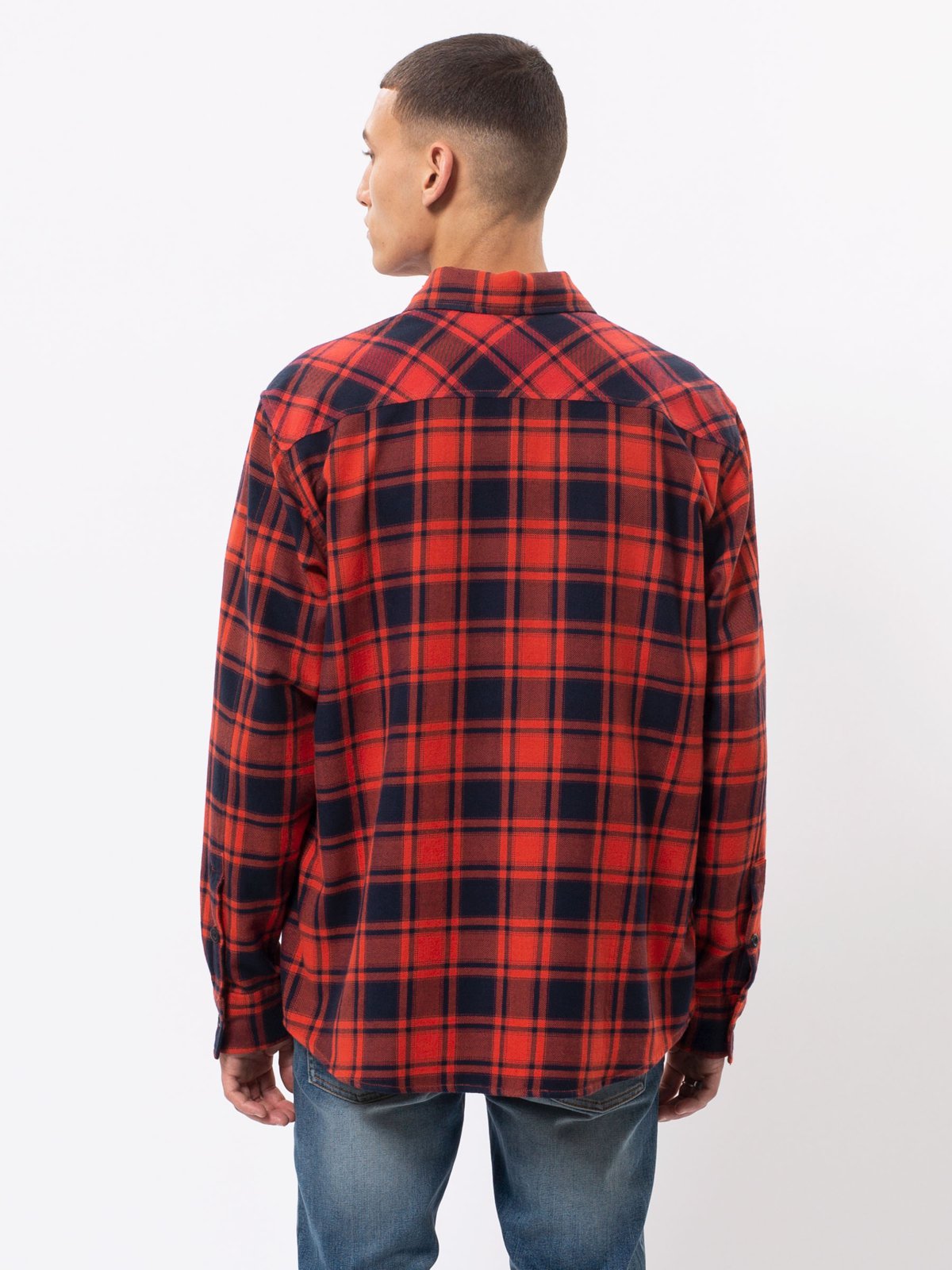 Chemise à carreaux rouge et noire flanelle en coton bio - sten