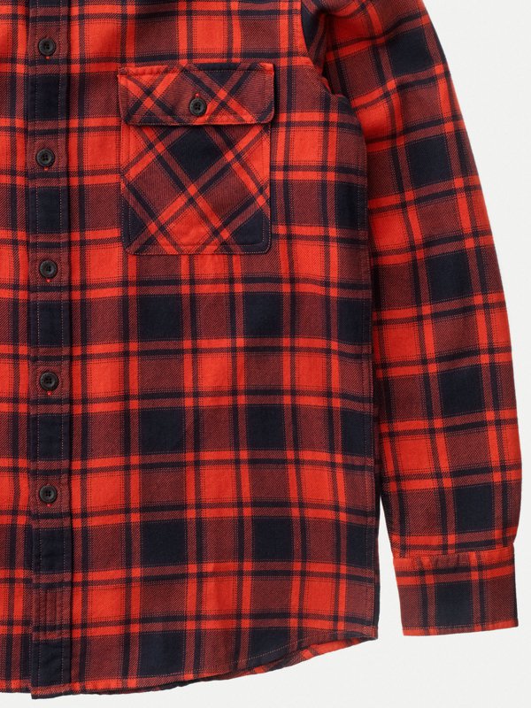 Chemise à carreaux rouge et noire flanelle en coton bio - sten