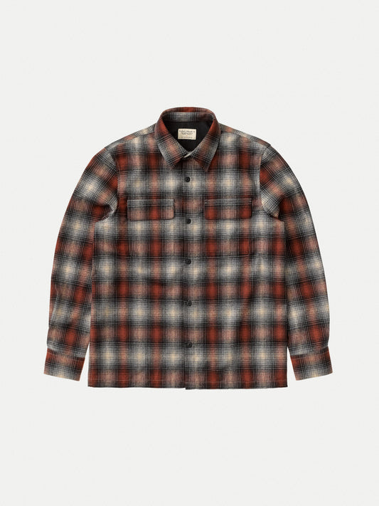 Chemise à carreaux en laine recyclée - Sten Shadow Check Wool poppy red