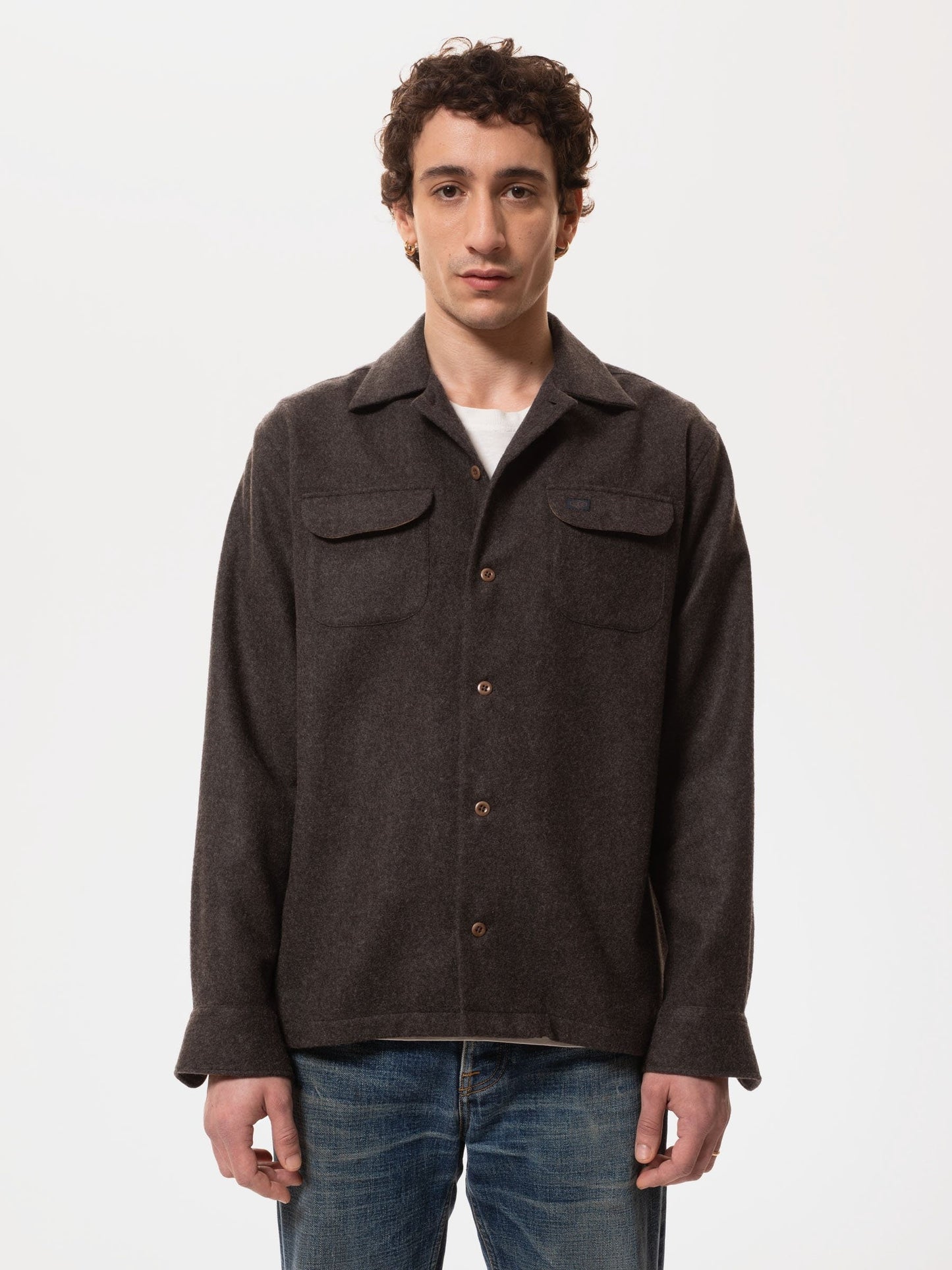 Veste marron en laine et recyclé - sten wool solid brownmelange