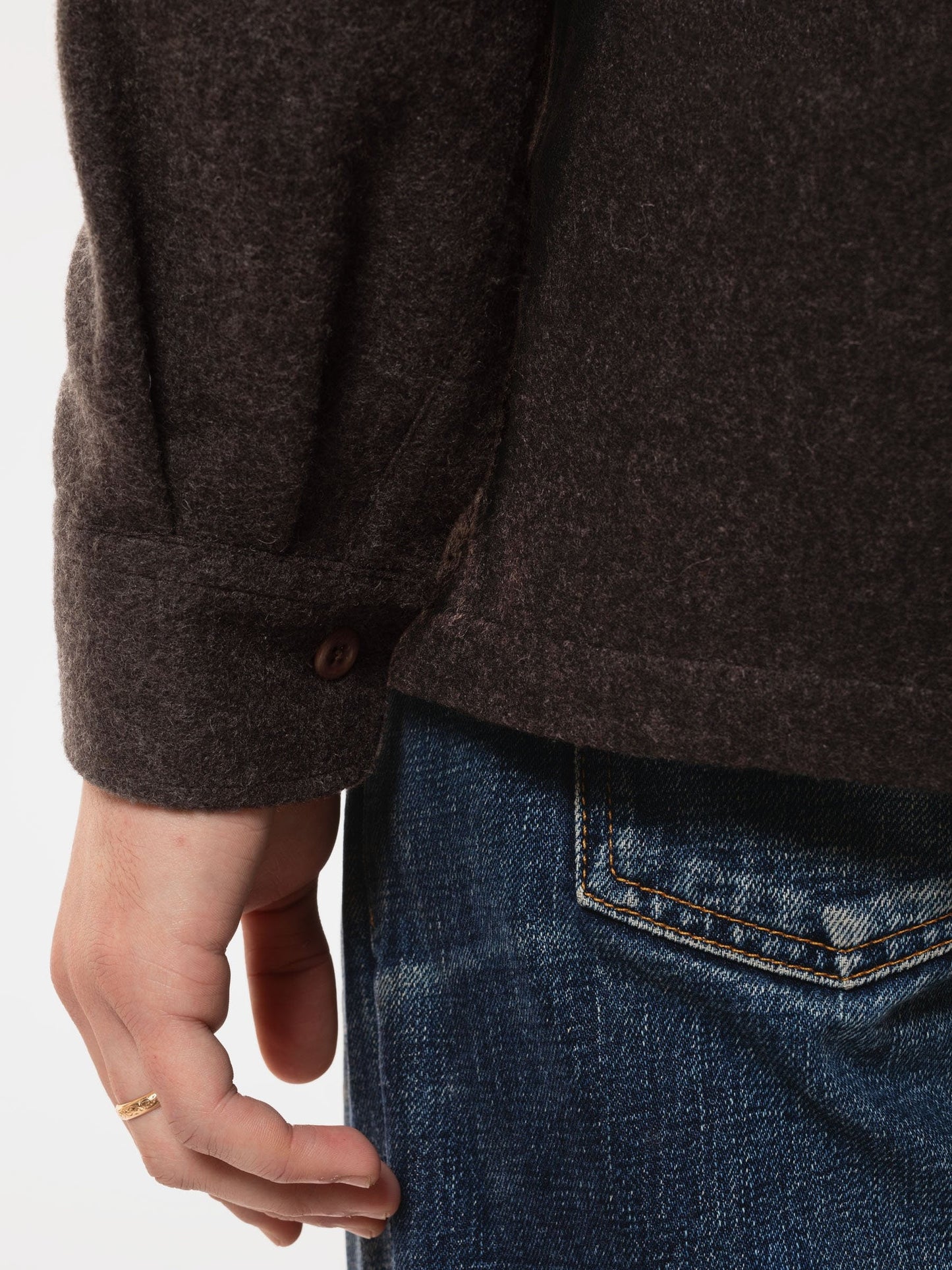 Veste marron en laine et recyclé - sten wool solid brownmelange