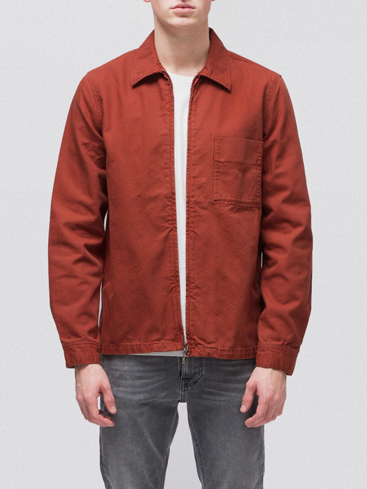 Veste zippée rouge en coton bio - Sten Zip