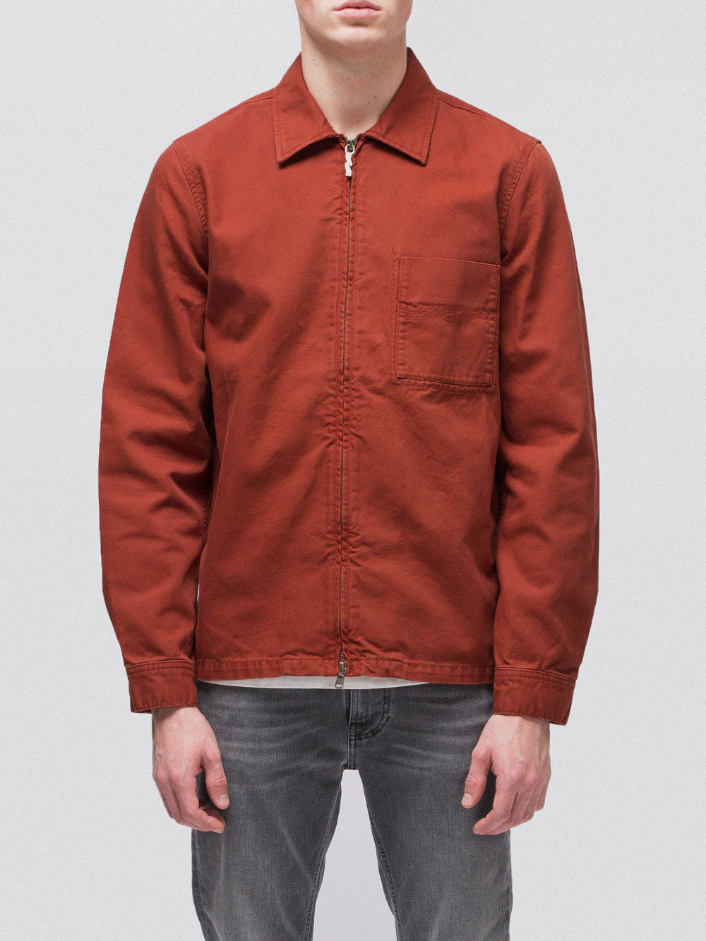 Veste zippée rouge en coton bio - Sten Zip